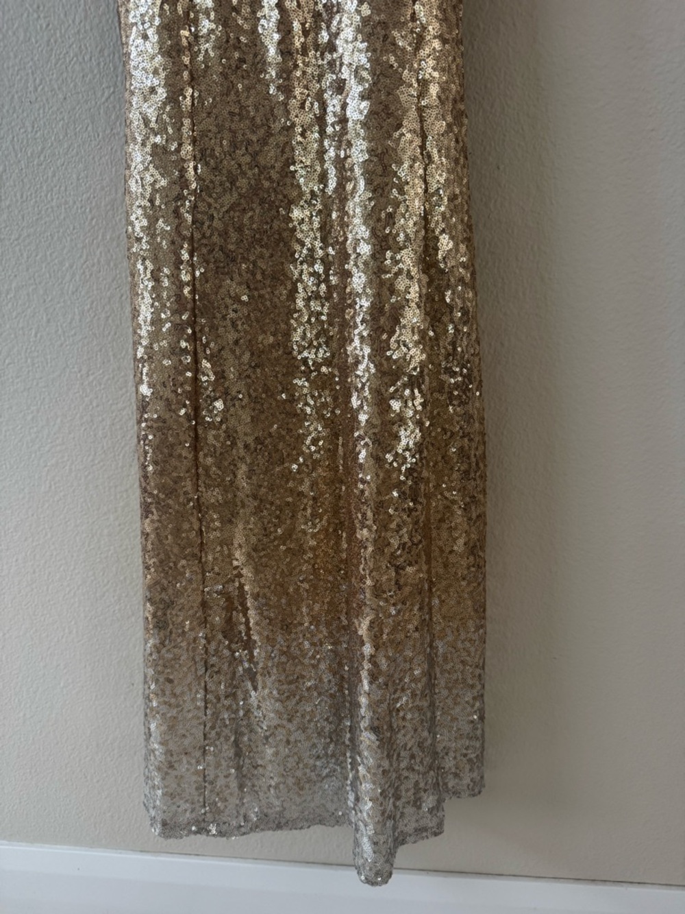 Crystal Doll Champagne Sequin V-Neck Dress - Picture 4 of 9